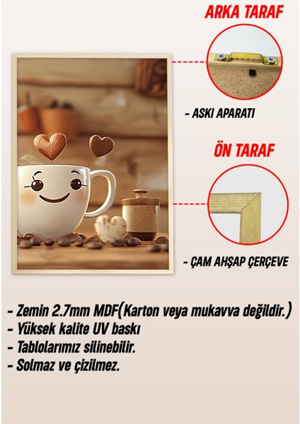 🖼️ Good Morning - Neşeli Kahve Temalı 3’lü Çerçeveli Tablo Seti CRV1022 23 x 32