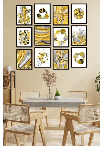 Dekorize Mdf Tablo Seti 12 Parça - Salon Oturma Odası Için Duvar Dekoru Çerçeve Görünümlü Onk Seri 1020 13 x 17 fiyatları