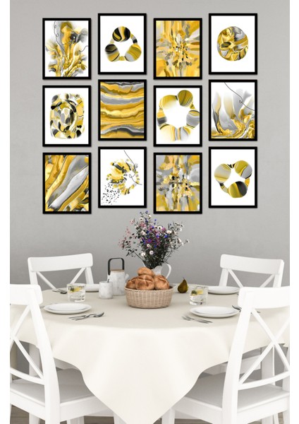 Dekorize Mdf Tablo Seti 12 Parça - Salon Oturma Odası Için Duvar Dekoru Çerçeve Görünümlü Onk Seri 1020 13 x 17 fırsatları