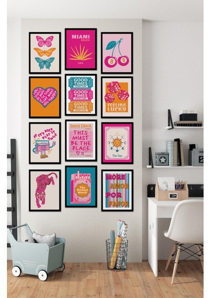 Dekorize Mdf Tablo Seti 12 Parça 3 mm - Kız Odası Için Duvar Dekoru MTF12 13 x 17