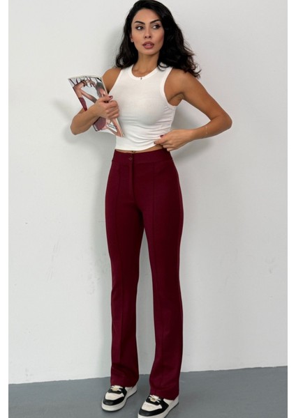 Krep Kumaş Likralı Kadın Palazzo Pantolon 3'lü Set modelleri