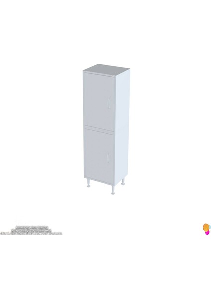 Ekstra 50x138x32,5 cm Çok Amaçlı Dolabı 4 Kapak 4 Bölmeli Banyo Mutfak Dolabı