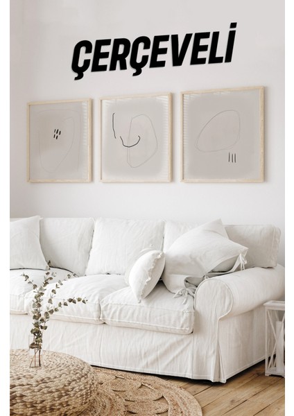 Ahşap Çerçeveli Mdf Kare Tablo Seti Salon ve Oturma Odası Için KR4030 23 x 23