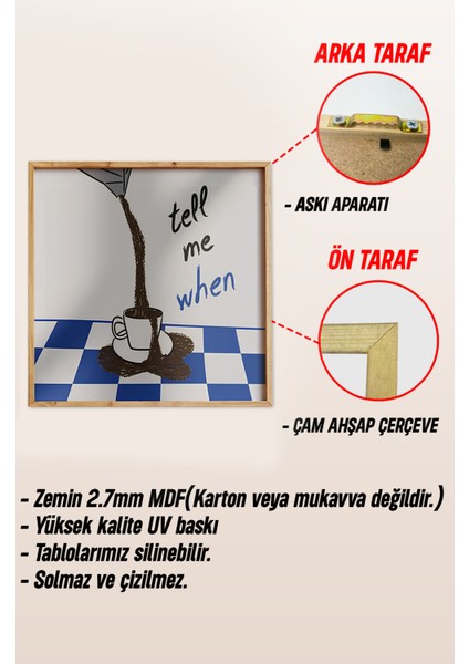 Ahşap Çerçeveli Mdf Kare Tek Tablo (Kendi Tablo Setinizi Oluşturacağınız Liste) MUTFAK03 23 x 23 Çerçeveli TX1100
