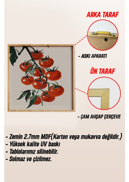 Ahşap Çerçeveli Mdf Kare Tek Tablo (Kendi Tablo Setinizi Oluşturacağınız Liste) MUTFAK03 23 x 23 Çerçeveli TX1184