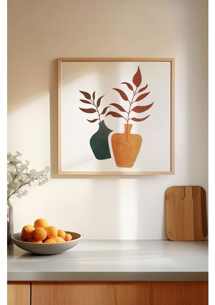 🧡 Doğal Renklerle Dekoratif Minimal Vazo ve Kase 3'lü Mdf Tablo Seti KR4058 23 x 23 indirimleri