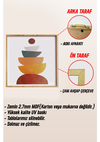 🧡 Doğal Renklerle Dekoratif Minimal Vazo ve Kase 3'lü Mdf Tablo Seti KR4058 23 x 23