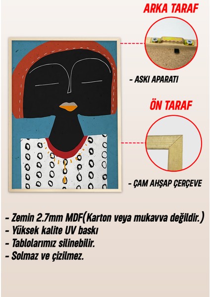 Ahşap Çerçeveli Mdf Tek Tablo Abstract Yüz Modeli Tablo (Kendi Tablo Setinizi Oluşturacağınız Liste) 23 x 32 Çerçevelli 1100 modelleri