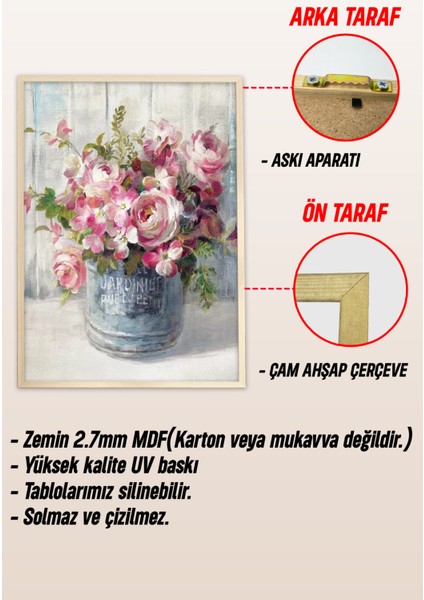 Ahşap Çerçeveli Mdf Tek Tablo Çiçek Dekoru Tablo (Kendi Tablo Setinizi Oluşturacağınız Liste) 23 x 32 Çerçeveli 1074 modelleri