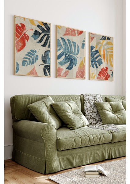 Dekorize Mdf Tablo Seti 3 Parça 3 mm - Çerçeveli Salon Oturma Odası Için Duvar Dekoru 3023 23 x 32