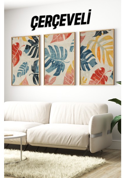 Dekorize Mdf Tablo Seti 3 Parça 3 mm - Çerçeveli Salon Oturma Odası Için Duvar Dekoru 3023 23 x 32 fiyatları