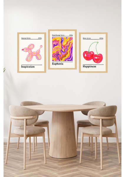 🍒ilham Veren Renkler Balon Köpek, Renk Dalgaları Kiraz Temalı Çerçeve Görünümlü TABLOSET🌟CRVS1165 13 x 17 fiyatları