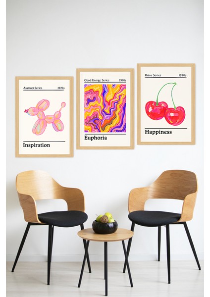 🍒ilham Veren Renkler Balon Köpek, Renk Dalgaları Kiraz Temalı Çerçeve Görünümlü TABLOSET🌟CRVS1165 13 x 17 modelleri