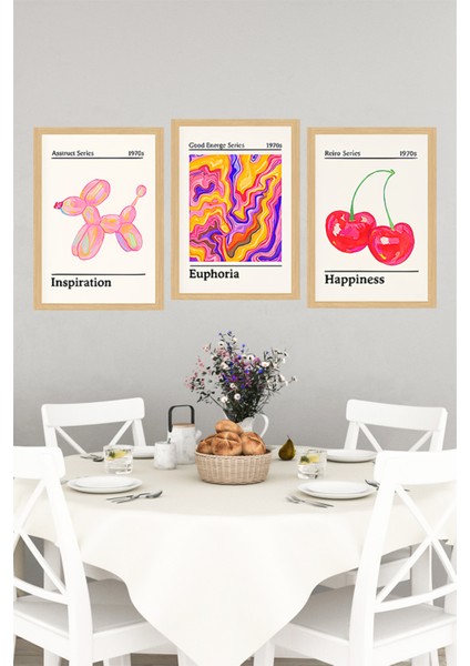 🍒ilham Veren Renkler Balon Köpek, Renk Dalgaları Kiraz Temalı Çerçeve Görünümlü TABLOSET🌟CRVS1165 13 x 17 indirimleri