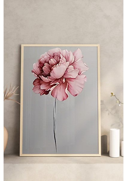 🌸 Pembe, Beyaz ve Gri Zemin Üzerinde Zarif Çiçek Desenli 3’lü Çerçeveli Tablo Seti🌿 CRV1120 23 x 32 modelleri