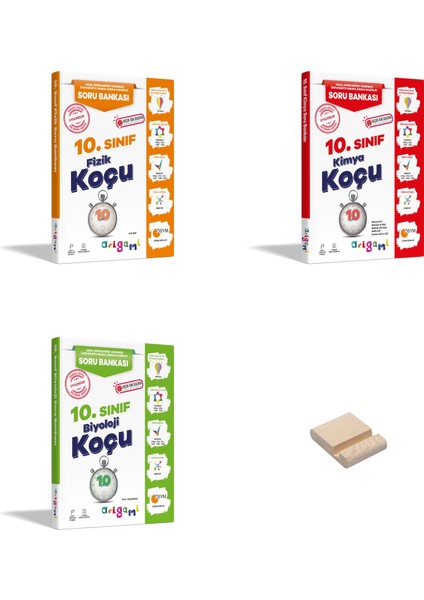 Origami 10. Sınıf Fizik Kimya ve Biyoloji Soru Bankası 3lü Set + Telefon Standı