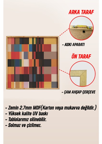 Ahşap Çerçeveli Mdf Kare Tek Tablo (Kendi Tablo Setinizi Oluşturacağınız Liste) TX1041 23 x 23