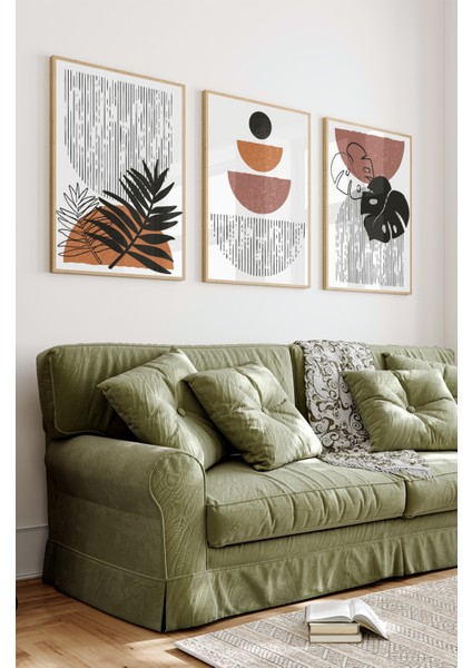 🖼️ Modern Minimal – 3’lü Ahşap Çerçeveli Mdf Tablo Seti (3 Ebat Seçeneği) 3022 23 x 32