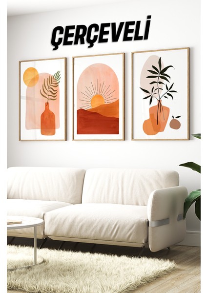 Dekorize Mdf Tablo Seti 3 Parça 3 mm - Çerçeveli Salon Oturma Odası Için Islami Duvar Dekoru 3005 32 x 42