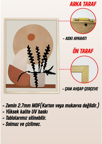 Dekorize Mdf Tablo Seti 3 Parça 3 mm - Çerçeveli Salon Oturma Odası Için Bohem Duvar Dekoru 3006 23 x 32 Çerçeveli 3006 modelleri