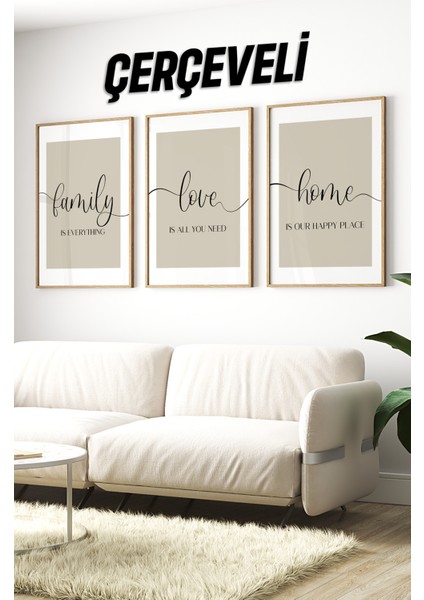 Dekorize Mdf Tablo Seti 3 Parça 3 mm - Çerçeveli Salon Oturma Odası Için Duvar Dekoru 3046 23 x 32