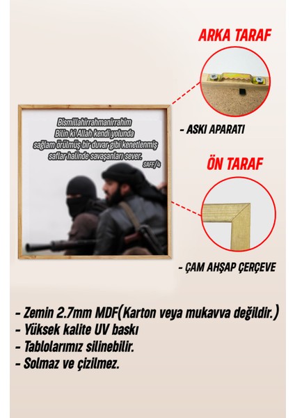 Ahşap Çerçeveli Mdf Kare Islami Tek Tablo Ayt 61-4 Saff -4 Ayet 23 x 23 indirimleri