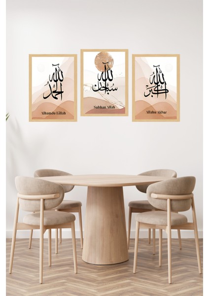 ✨ Subhanallah - Alhamdulillah - Allahu Akbar Yazılı 3’lü Çerçeve Görünümlü Tablo Seti🌟 CRVS1209 13 x 17 fiyatları
