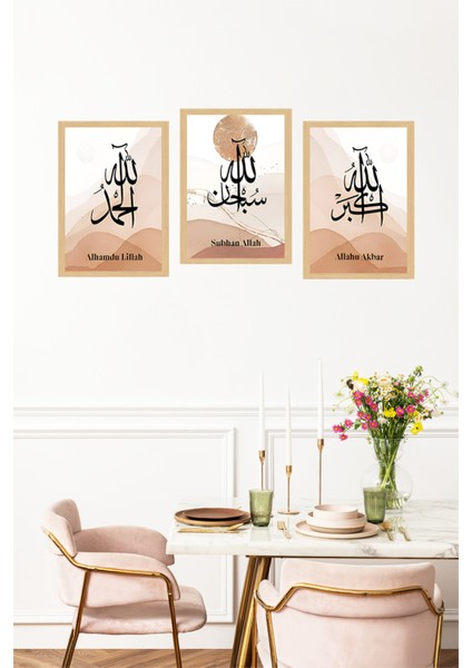 ✨ Subhanallah - Alhamdulillah - Allahu Akbar Yazılı 3’lü Çerçeve Görünümlü Tablo Seti🌟 CRVS1209 13 x 17 fırsatları