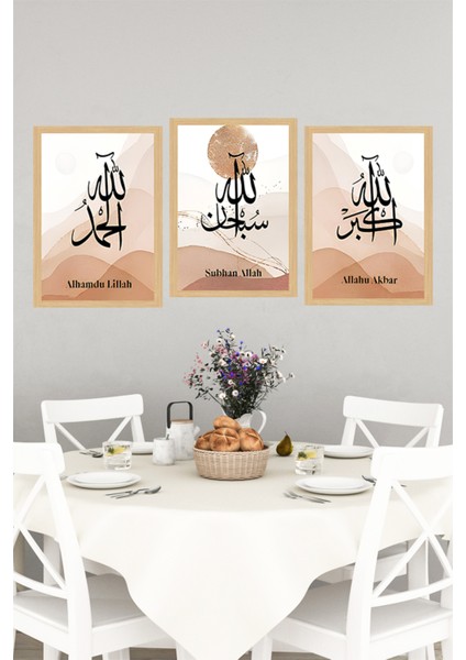 ✨ Subhanallah - Alhamdulillah - Allahu Akbar Yazılı 3’lü Çerçeve Görünümlü Tablo Seti🌟 CRVS1209 13 x 17 indirimleri