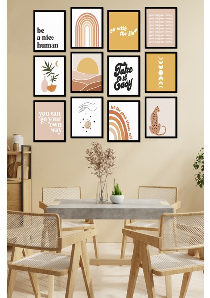 Dekorize Mdf Tablo Seti 12 Parça - Salon Oturma Odası Için Duvar Dekoru Çerçeve Görünümlü Onk Seri 13 x 17 Onk 1017 fiyatları
