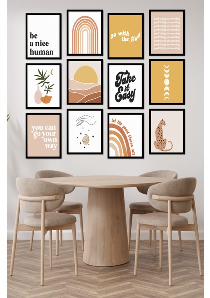 Dekorize Mdf Tablo Seti 12 Parça - Salon Oturma Odası Için Duvar Dekoru Çerçeve Görünümlü Onk Seri 13 x 17 Onk 1017 modelleri