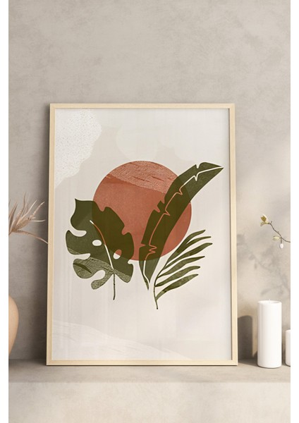 🖼️tropikal Bitkiler ve Vazo Desenli Modern 3'lü Tablo Seti – Ahşap Çerçeveli🌿 CRV1133 23 x 32 modelleri