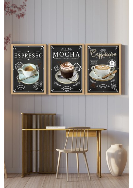 ☕ Espresso Mocha Cappuccino – 3’lü Mdf Uv Baskılı Kahve Tablo Seti (3 Ebat Seçeneği) CRVS1021 13 x 17 fiyatları