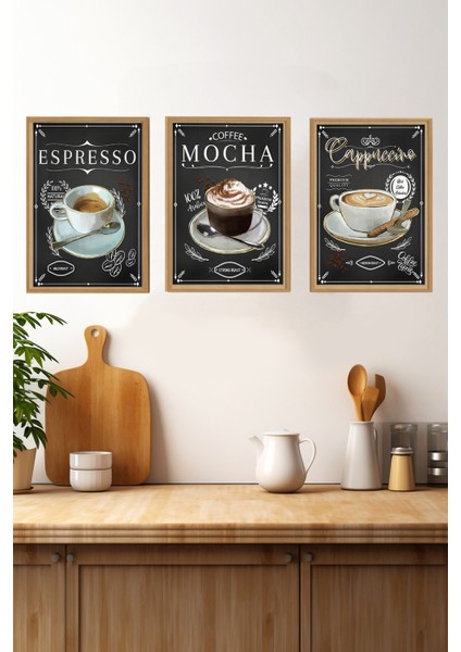 ☕ Espresso Mocha Cappuccino – 3’lü Mdf Uv Baskılı Kahve Tablo Seti (3 Ebat Seçeneği) CRVS1021 13 x 17 fırsatları