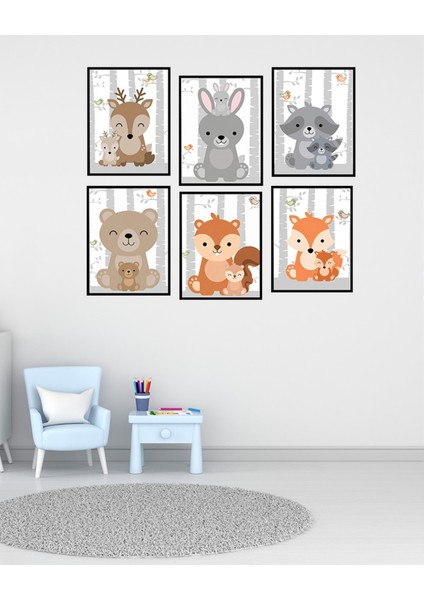 Dekorize Mdf Tablo Seti 6 Parça 3 mm - Hayvanlar Salon Oturma Yatak Odası Için Duvar Dekoru 13 x 17 fiyatları