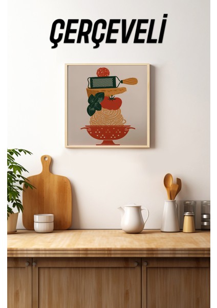 Ahşap Çerçeveli Mdf Kare Tek Tablo (Kendi Tablo Setinizi Oluşturacağınız Liste) MUTFAK03 23 x 23 Çerçeveli TX1185