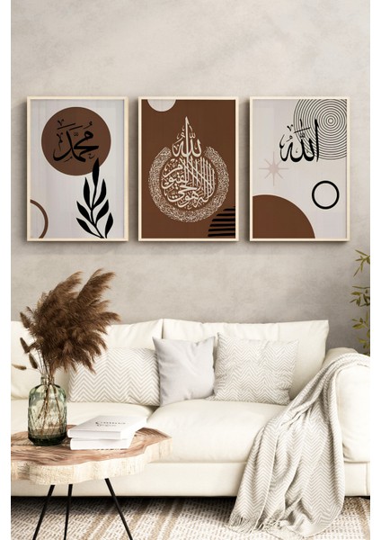 ✨ Allah - Muhammed - Ayet Yazılı 3'lü Tablo Seti | Doğal Ahşap Çerçeveli 🌿 CRV1200 23 x 32 fırsatları