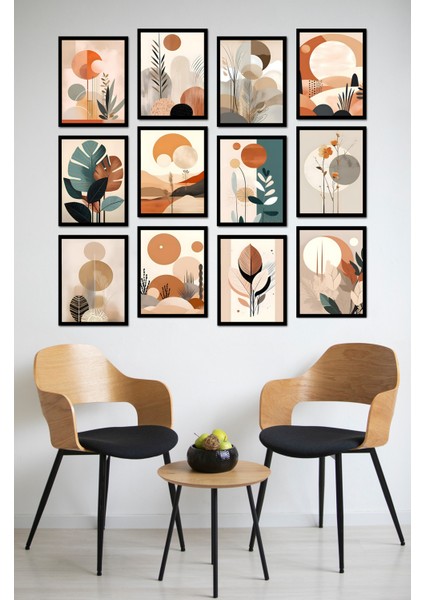 Dekorize Mdf Tablo Seti 12 Parça - Salon Oturma Odası Için Duvar Dekoru Çerçeve Görünümlü Onk Seri 13 x 17 Onk 1010