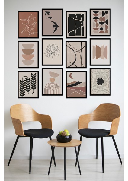 Dekorize Mdf Tablo Seti 12 Parça - Salon Oturma Odası Için Duvar Dekoru Çerçeve Görünümlü Onk Seri 13 x 17 Onk 1012