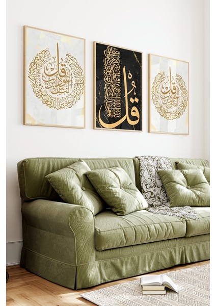 ✨ Altın Yaldızlı “kul” Yazılı 3'lü Tablo Seti – Şıklığın ve Mananın Buluştuğu Dekor ✨🌸 CRV1235 23 x 32 indirimleri