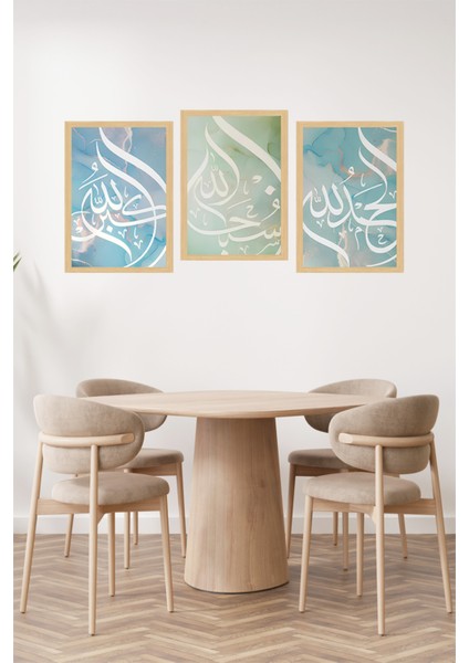 🌟 Subhanallah - Elhamdulillah - Allahu Ekber 3'lü Tablo Seti 🌟(Çerçeve Efektli)🌟 CRVS129 13 x 17 fiyatları