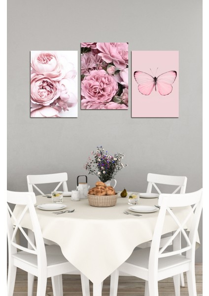 Dekorize Mdf 3 Parça Çerçeve Görünümlü Güller ve Kelebek 21X30 13 x 17 fiyatları