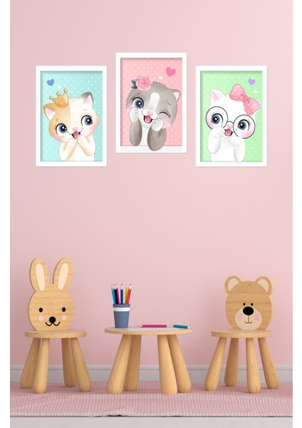 Dekorize Mdf 3 Parça 3 mm Çerçeve Görünümlü Çocuk Odası Için Sevimli Hayvanlar 3038 13 x 17 fiyatları