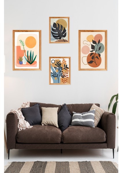 Notpa 4 Parça Ahşap Çerçeve Görünümlü Sanatsal Tablo Seti SET001 2 Adet 21X30 2 Adet 13X17 17 cm