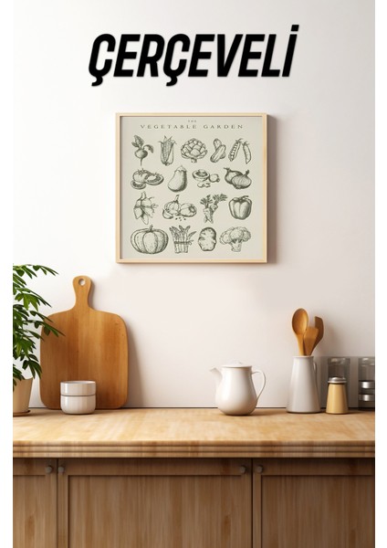 Ahşap Çerçeveli Mdf Kare Tek Tablo (Kendi Tablo Setinizi Oluşturacağınız Liste) MUTFAK02 32 x 32 Çerçeveli TX1176