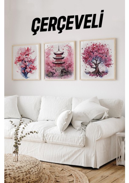 Ahşap Çerçeveli Mdf Kare Tablo Seti Salon ve Oturma Odası Için KR4013 23 x 23