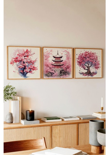 Ahşap Çerçeveli Mdf Kare Tablo Seti Salon ve Oturma Odası Için KR4013 23 x 23 fiyatları