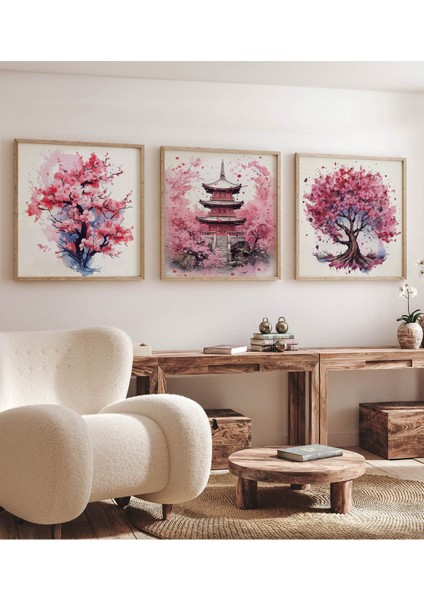 Ahşap Çerçeveli Mdf Kare Tablo Seti Salon ve Oturma Odası Için KR4013 23 x 23 indirimleri