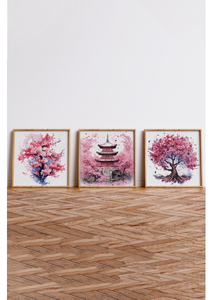 Ahşap Çerçeveli Mdf Kare Tablo Seti Salon ve Oturma Odası Için KR4013 23 x 23