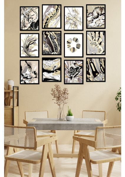 Dekorize Mdf Tablo Seti 12 Parça - Salon Oturma Odası Için Duvar Dekoru Çerçeve Görünümlü Onk Seri 1023 13 x 17 fiyatları
